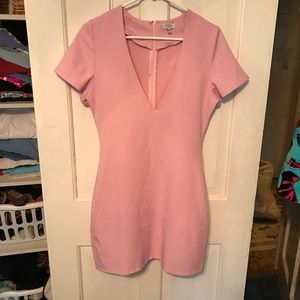 Tobi Deep V Neck Short Sleeve Dress